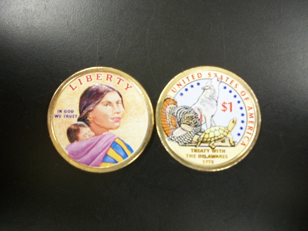 2013 Native American Dollar Colorized on Both Sides