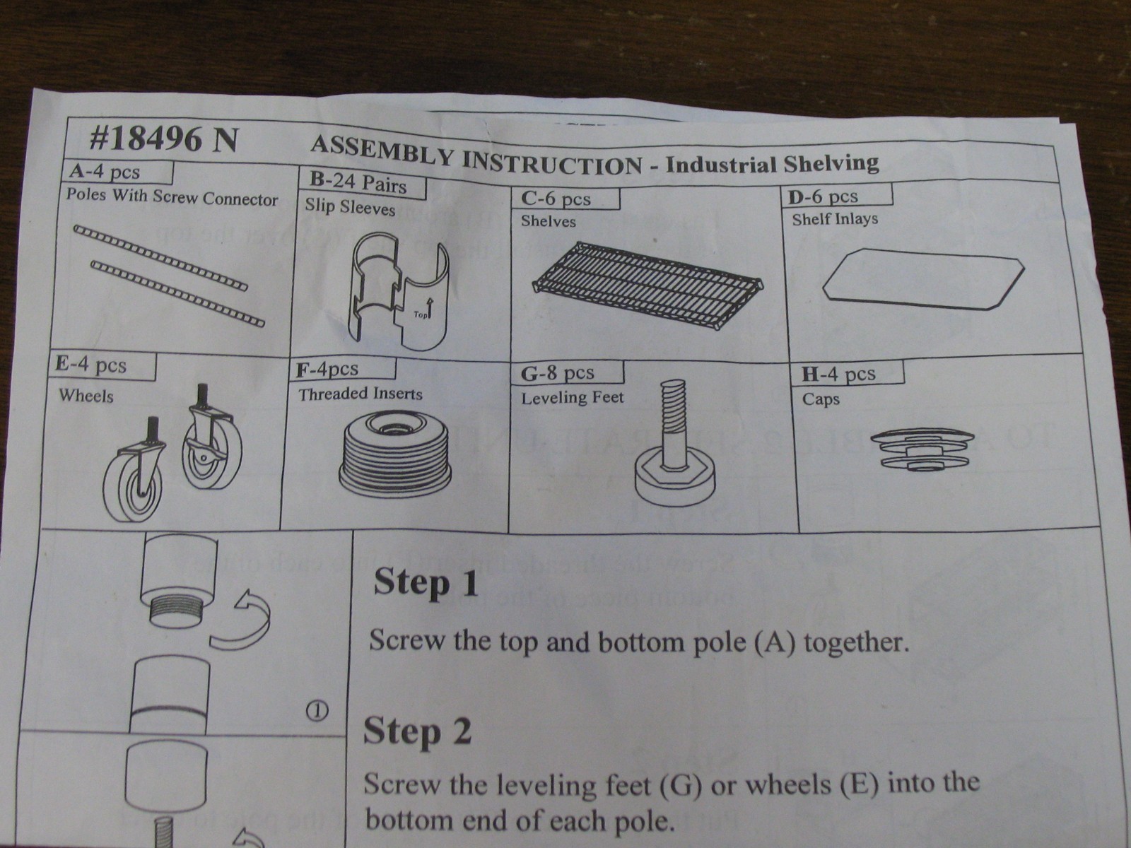 Pack of 8 Foot Post Levelers with Mat For Wire Shelving #18496 N NIP