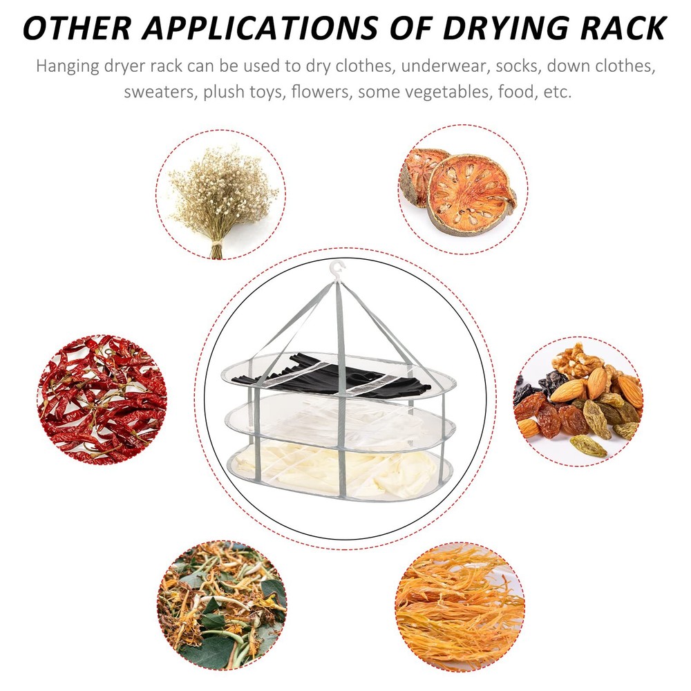 3-Tier Folding Mesh Clothes Dryer Large Sweater Drying Rack for Laundry Use