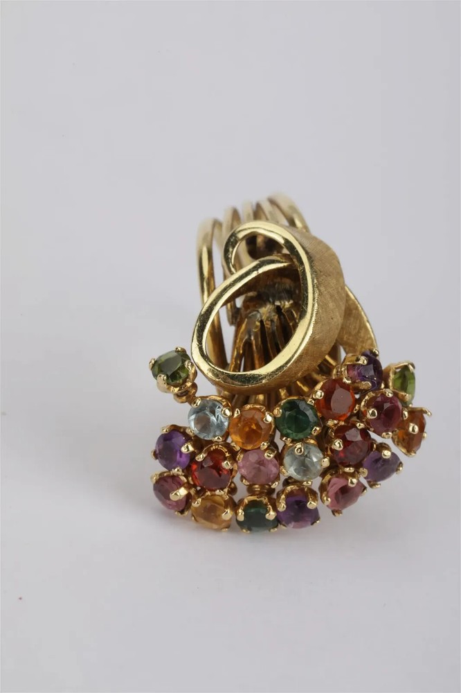 18k Solid Gold Ring With Multi Gemstones Size 6 10.3 g