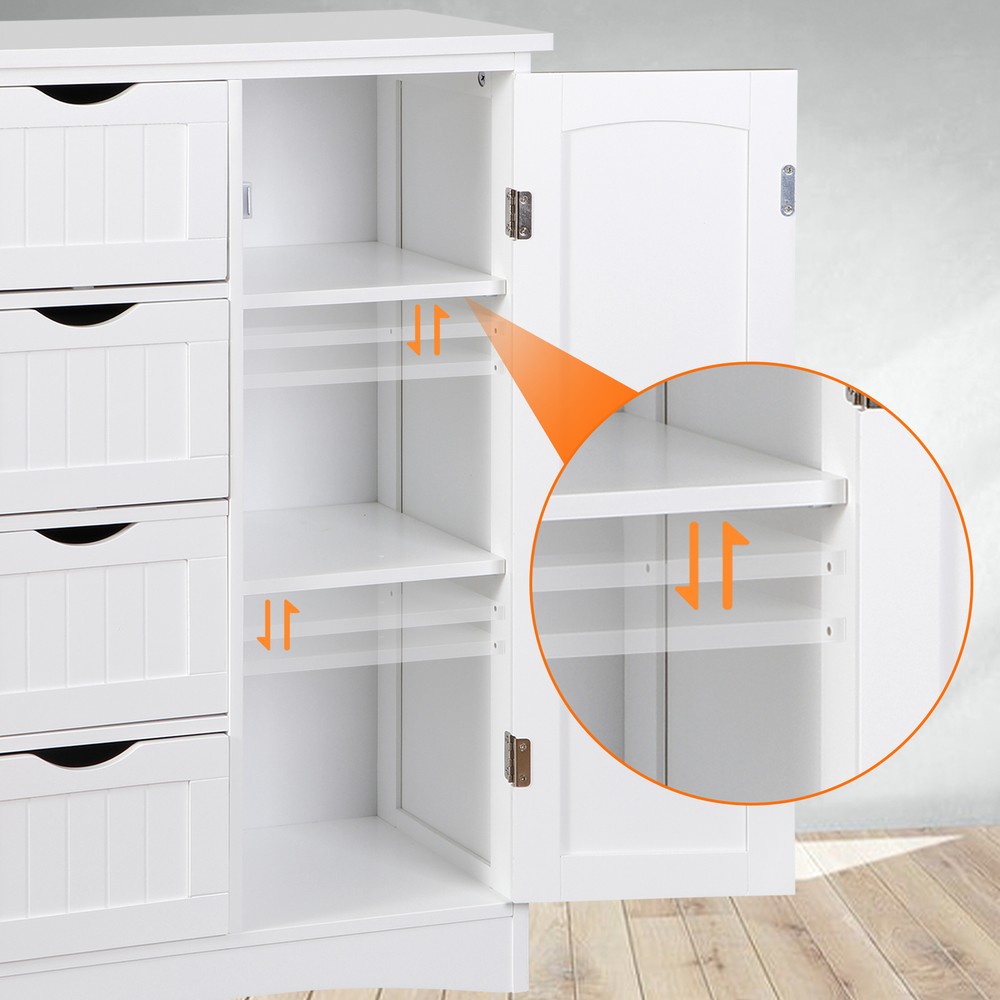 Bathroom Storage Cabinet Freestanding Floor Storage Cupboard Adjustable Shelf