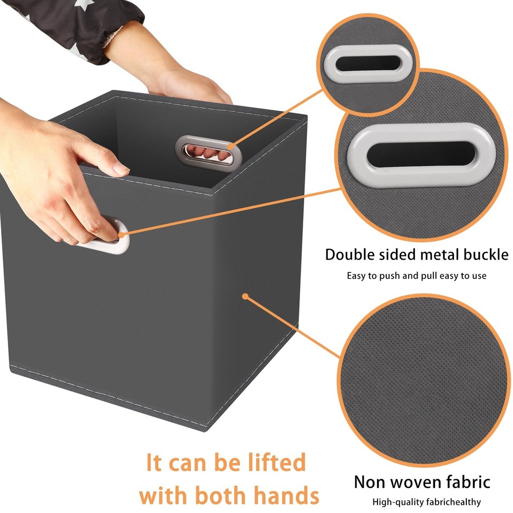 Yunkeeeper storage bins Cubes, Fabric Cube Organizer with 3 Pack, Gray