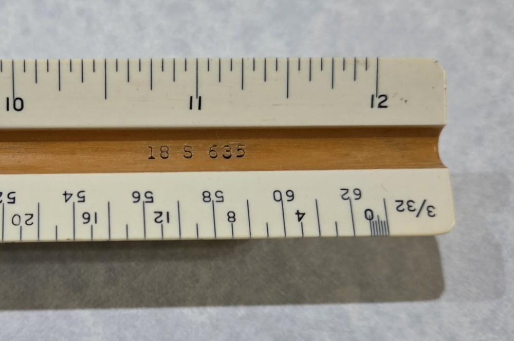 Vintage 12" Sterling #481 Engineering/Drafting Triangular Ruler
