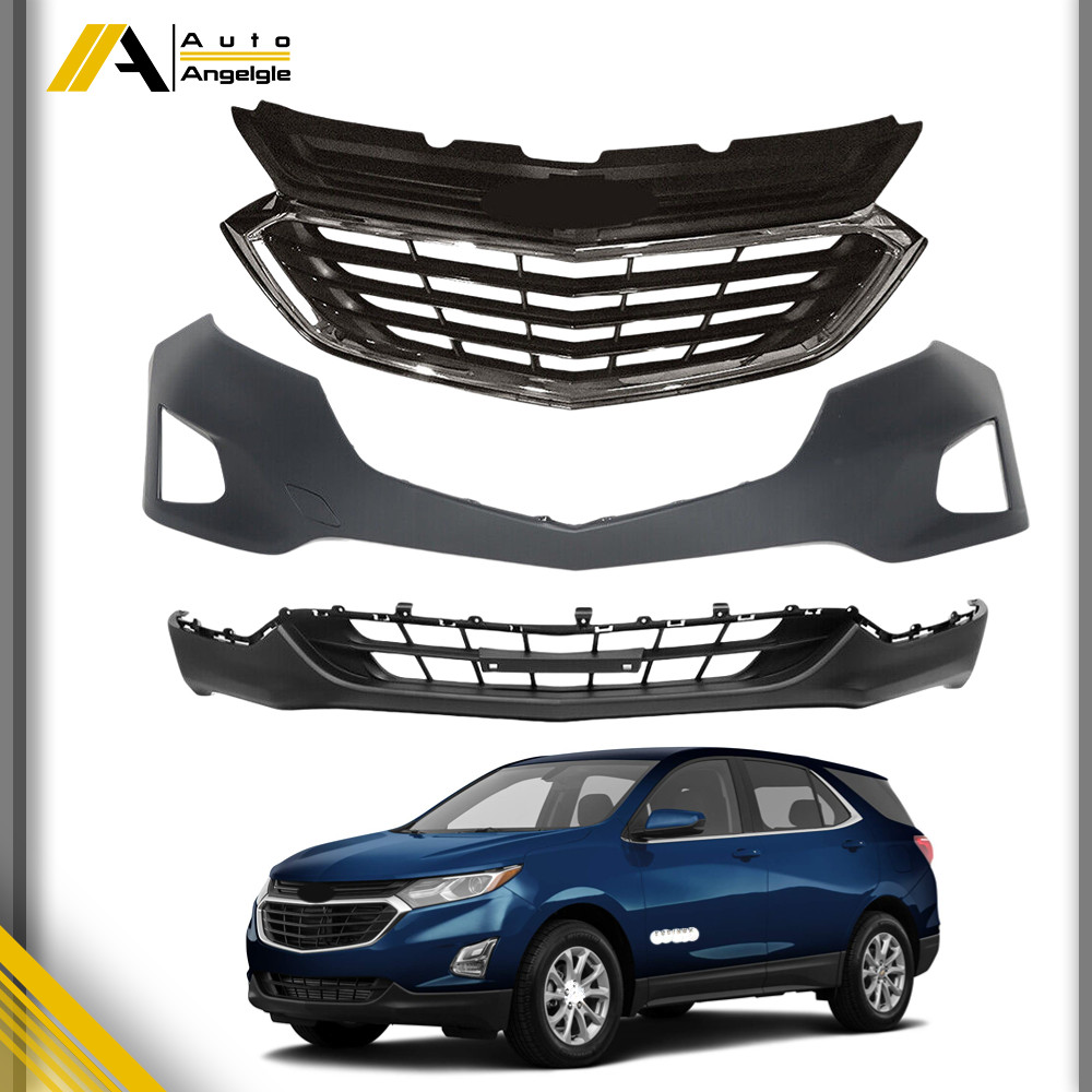 Front Bumper Assembly+Front Upper Grille Black Fit For Chevy Equinox 2018-2019