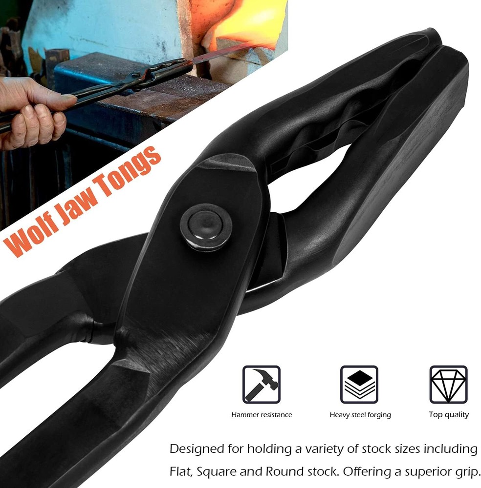 Beginner Knife Making Blacksmith Tongs Hammer Tools Set Bladesmith Anvil Forge