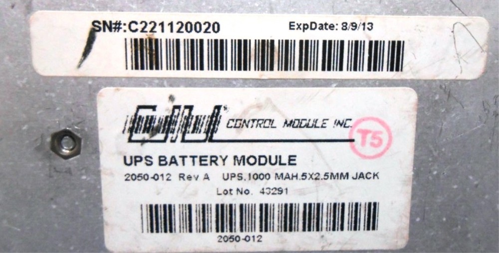 CONTROL MODULE INC. UPS BATTERY MODULE, 2050-012 REV A, FOR GENUS G1 MARK 2