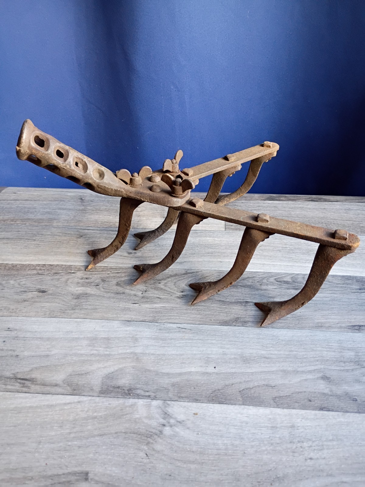 7 Tine Farm Cultivator Rake Adjustable Garden Hand Tiller Heavy Duty Vintage