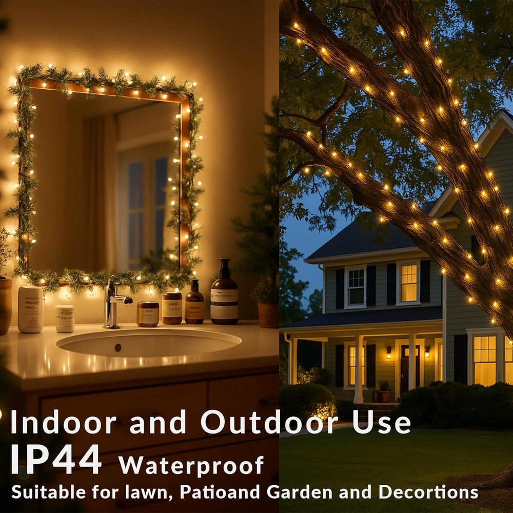 Christmas Lights White Wire Multi Mini String- UL Listed Connectable String Ligh