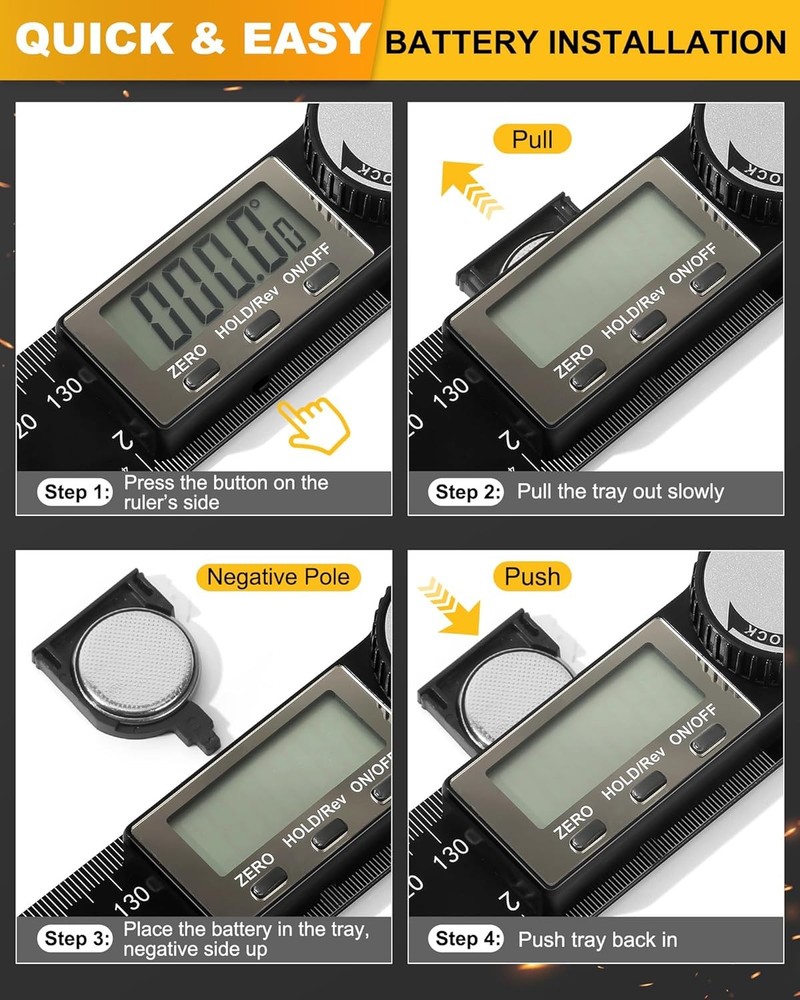 Protractor, Digital Angle Finder Protractor with LCD Display, 2-in-1 360° Angle
