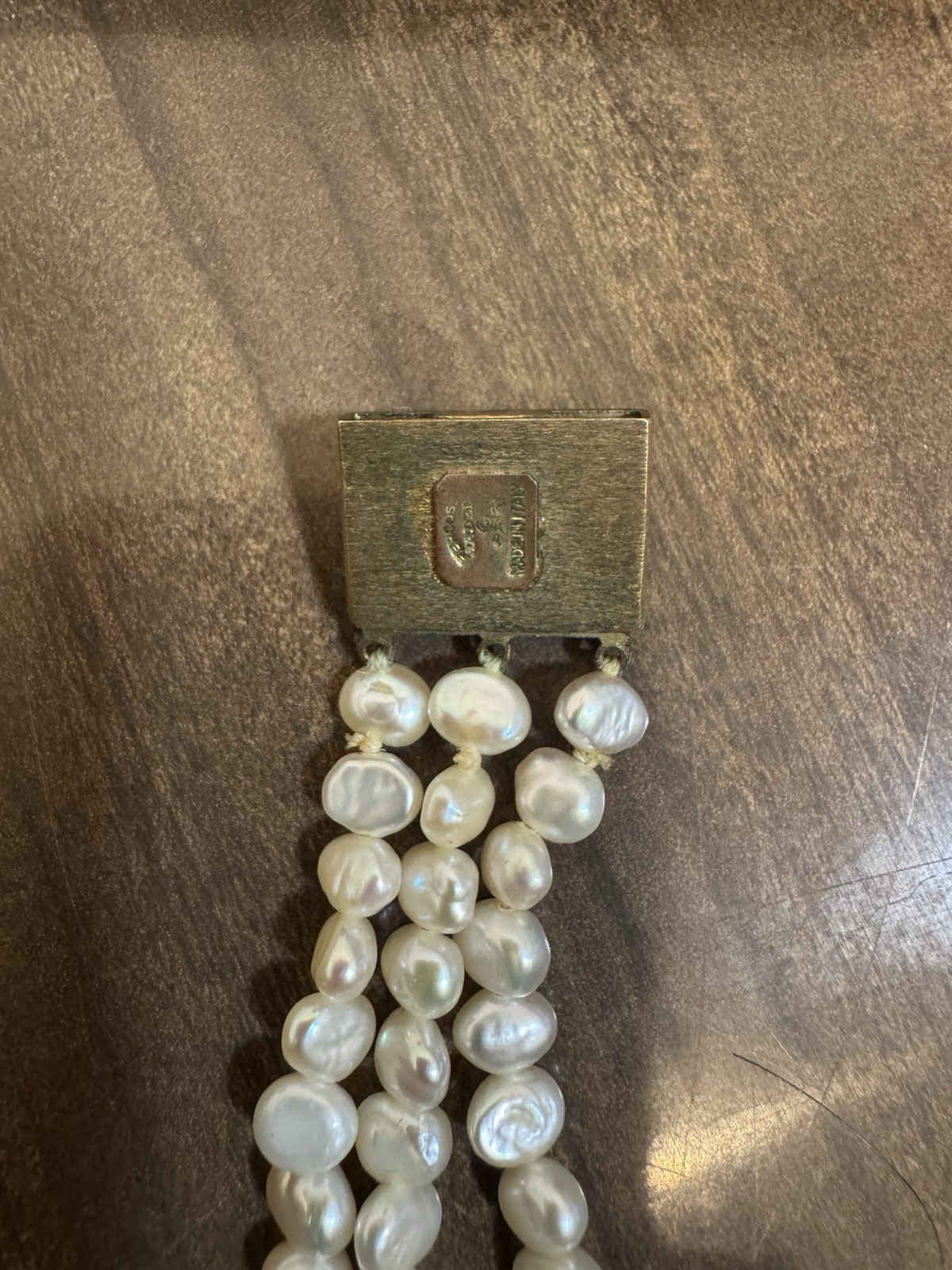 Percossi Papi Marked Jaded Jewel And Enamel Pearl Moonstone Bracelet 7 Inch