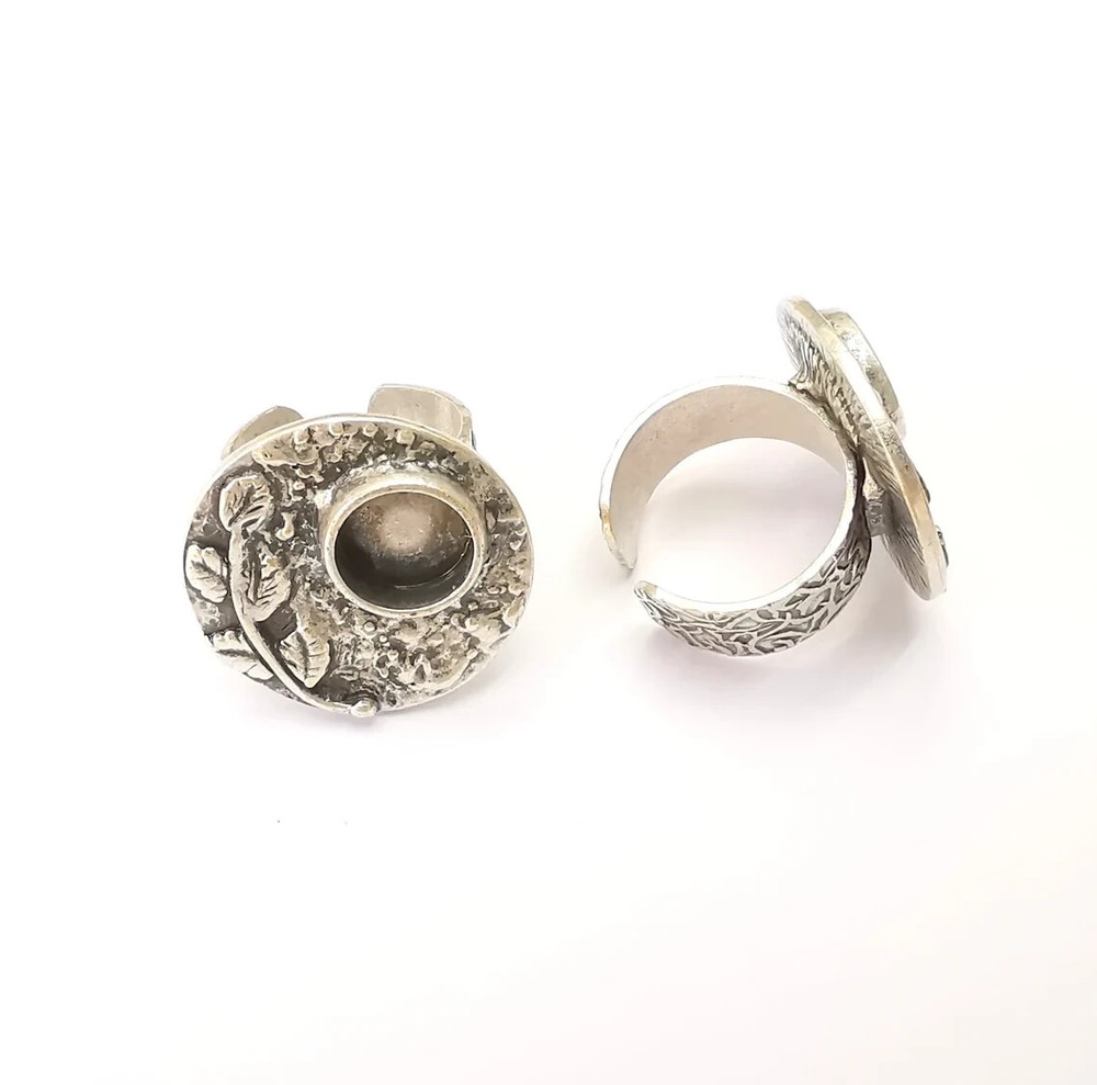 Leaf Ring Blank Settings, Cabochon Mounting, Adjustable Resin Ring Base 10mm