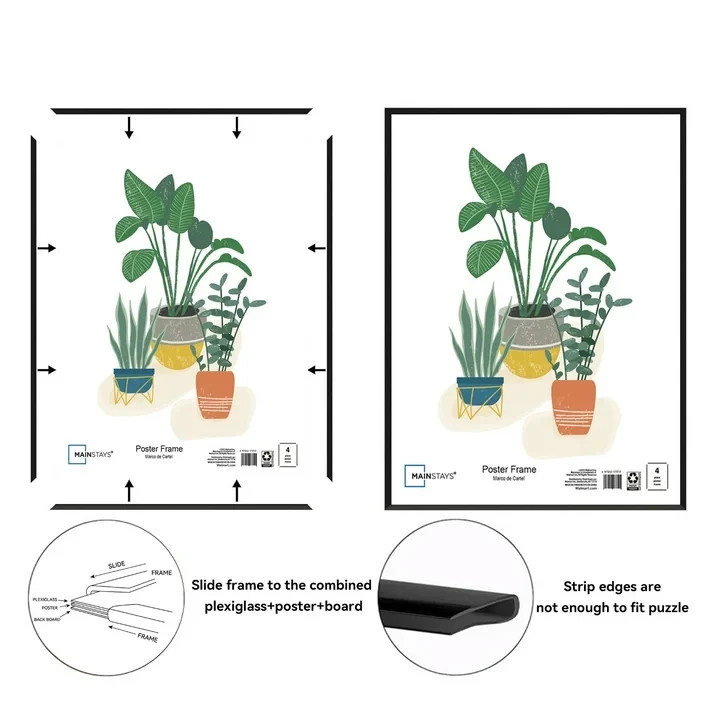 Mainstays – 27x40 Picture Frame – Black Flat Profile Wall Photo Frame