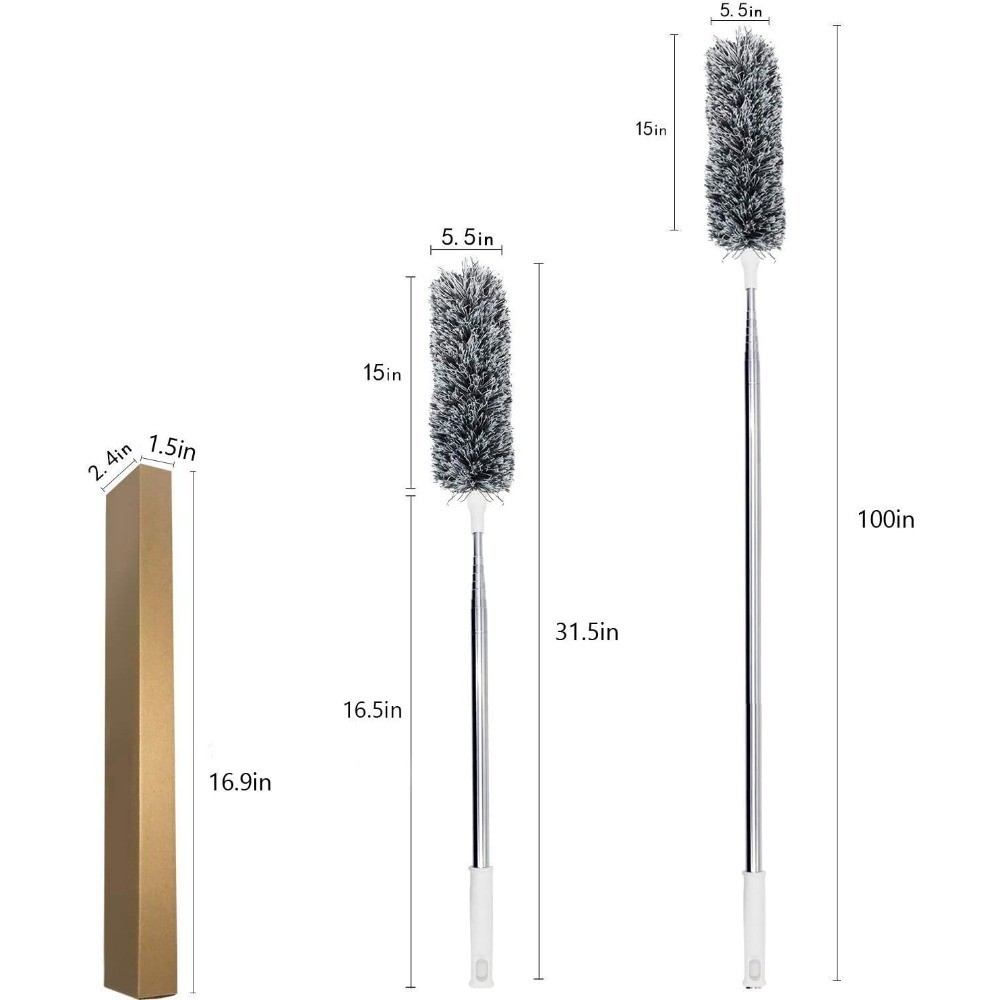 Microfiber Duster with Extension Pole Extra Long 100 Inches Bendable Head for