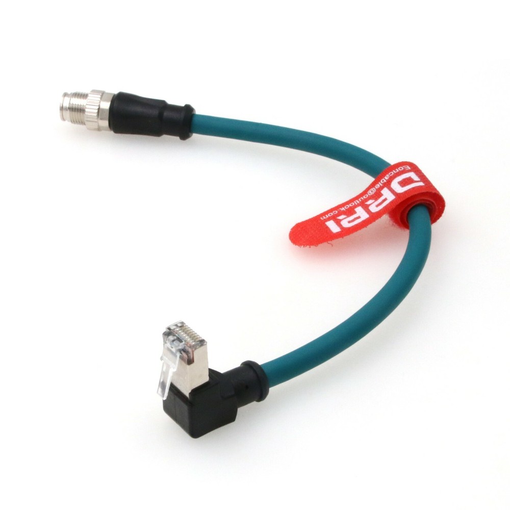 M12 X-Code 8pin to 90 Degree Angle Down RJ45 Cat6 Cable for Machine Vision