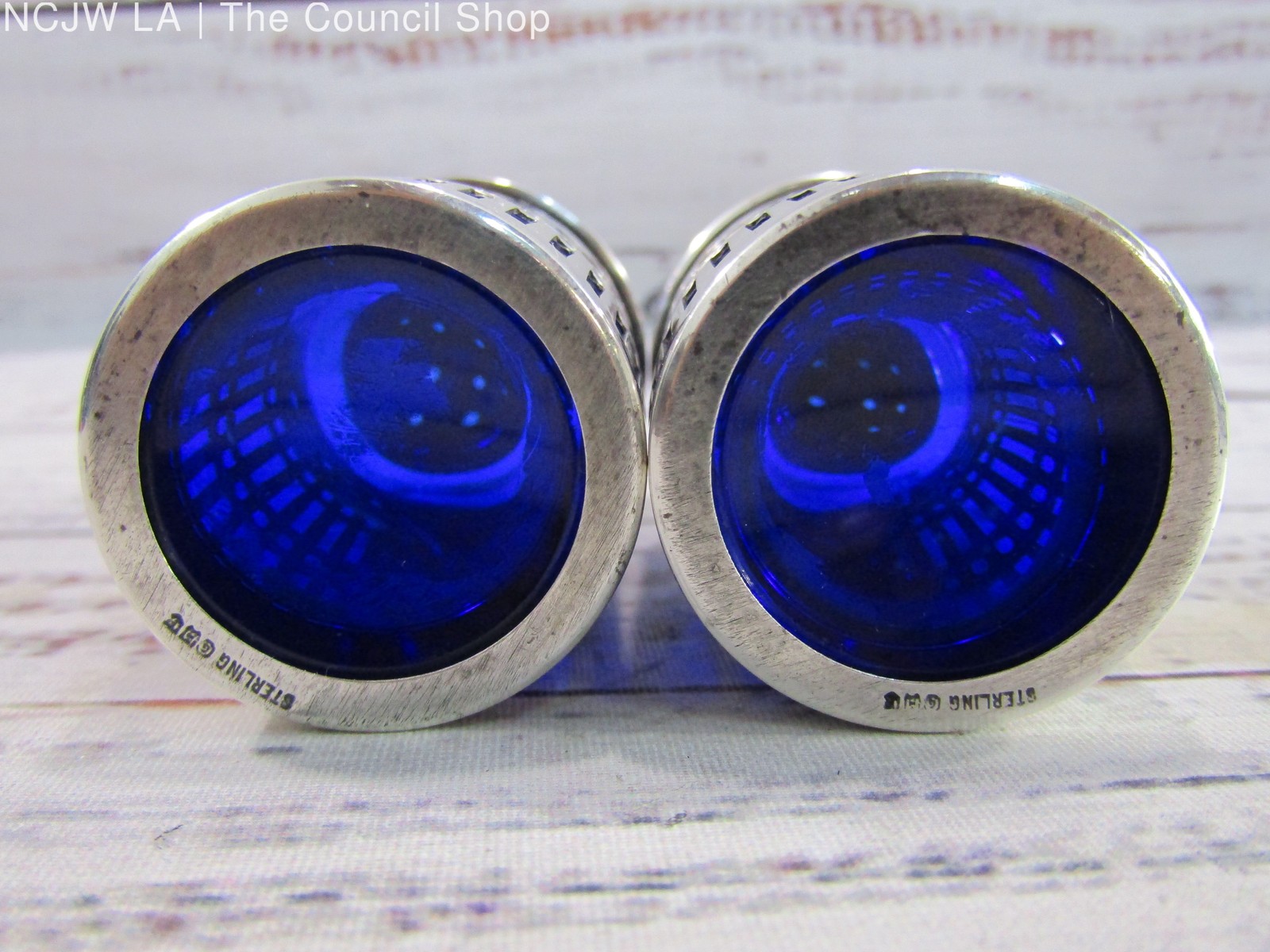 Vintage GHF Sterling Silver Cobalt Blue Salt & Pepper Shakers