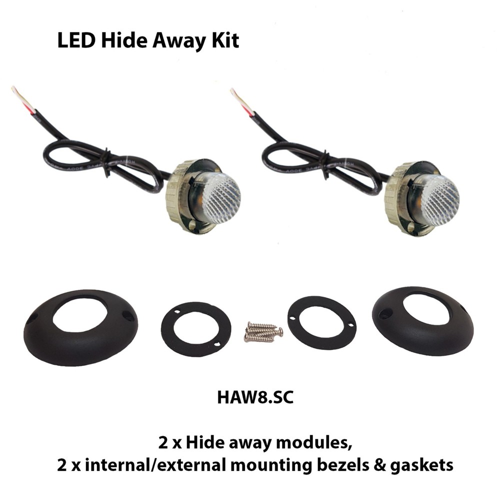 X4 LED Amber Hideaway Light 12/24V Flush/Bracket LightBar Covert Strobe Beacon