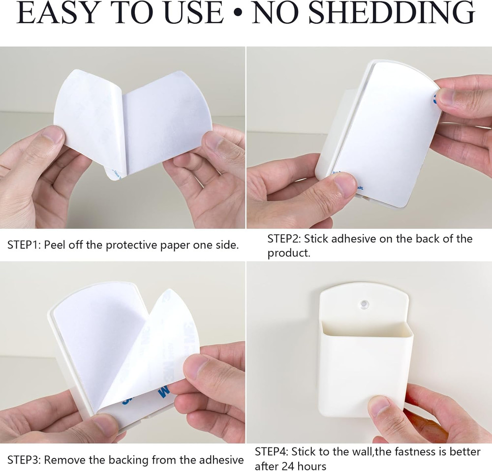 Remote Control Holder Wall Mount - 2 Pack Self-Adhesive Storage Solution (White)