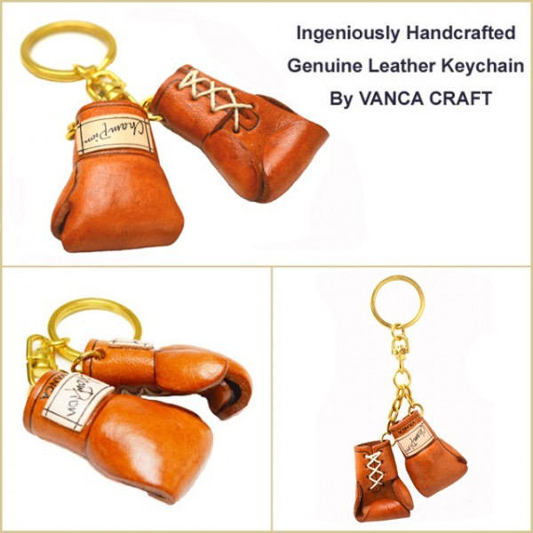 Boxing Globe Leather Keychain(L)