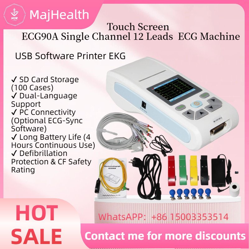 Touch Screen ECG90A Single Channel 12 Leads USB Software Printer EKG ECG Machine