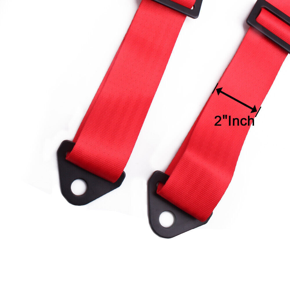 2PCS 4 Point 2" Safety Seat Belt Racing Harness Red Go-Kart CanAm X3 ATV UTV