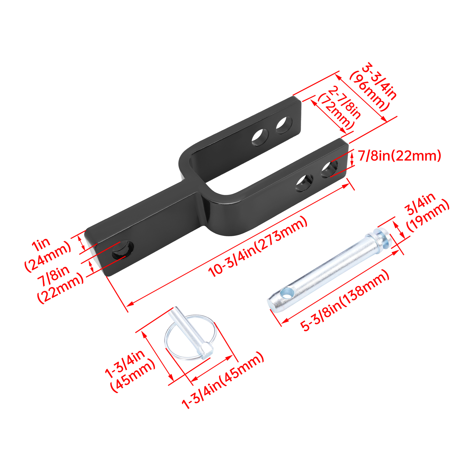 1 X Powder Coated 3 Point Quick Hitch Adapter W/hardware For Universal
