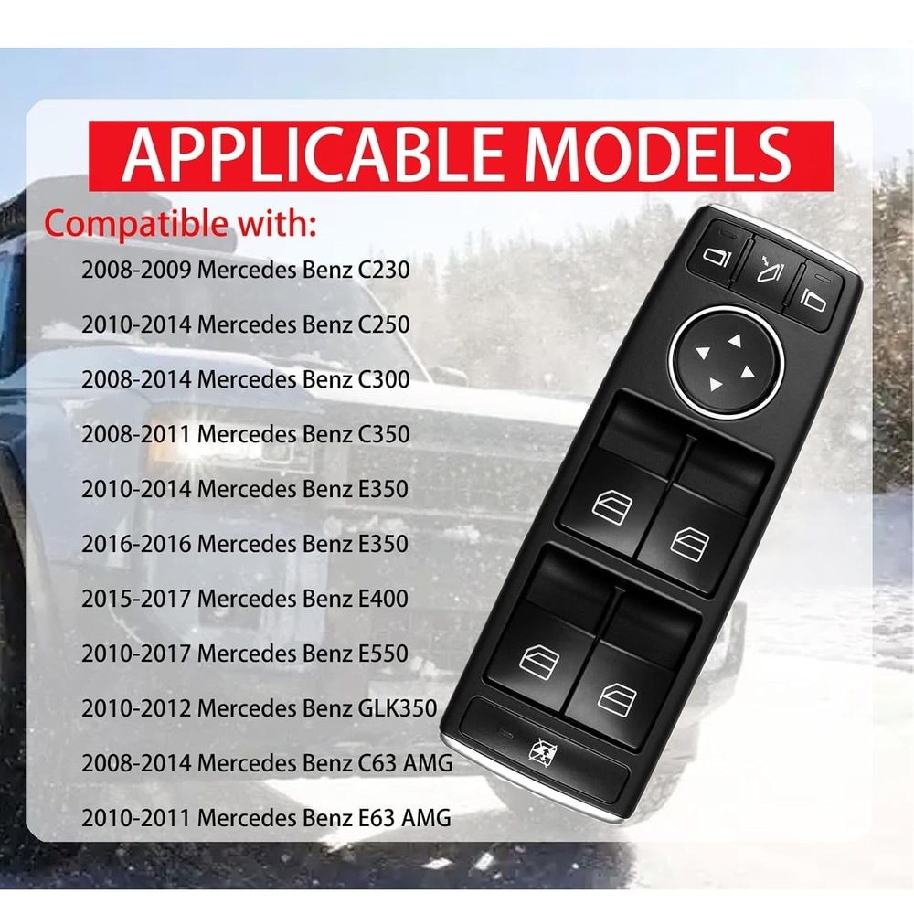 Master Power Window Switch Button Front Driver Side Compatible with 2008-2017 Me