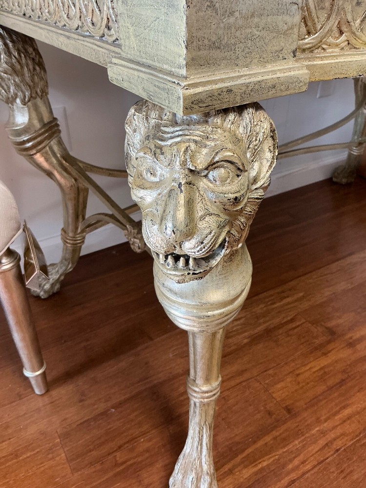 Empire Style Desk with Silver Leaf and Marble Top