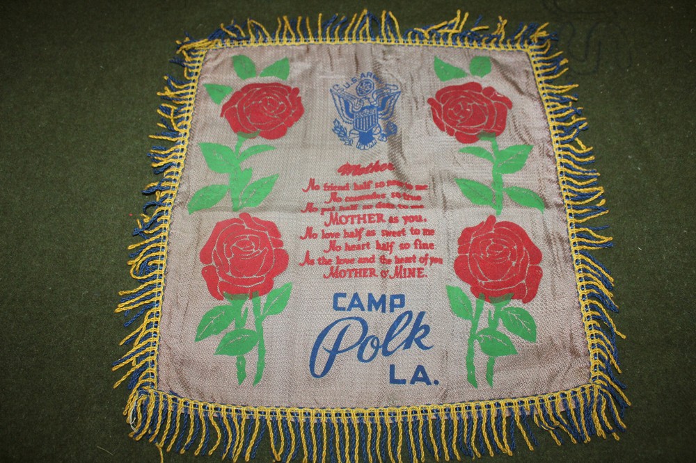 Original Early WW2 U.S. Army "Camp Polk, LA." "Mother" Pillow Cover, VG