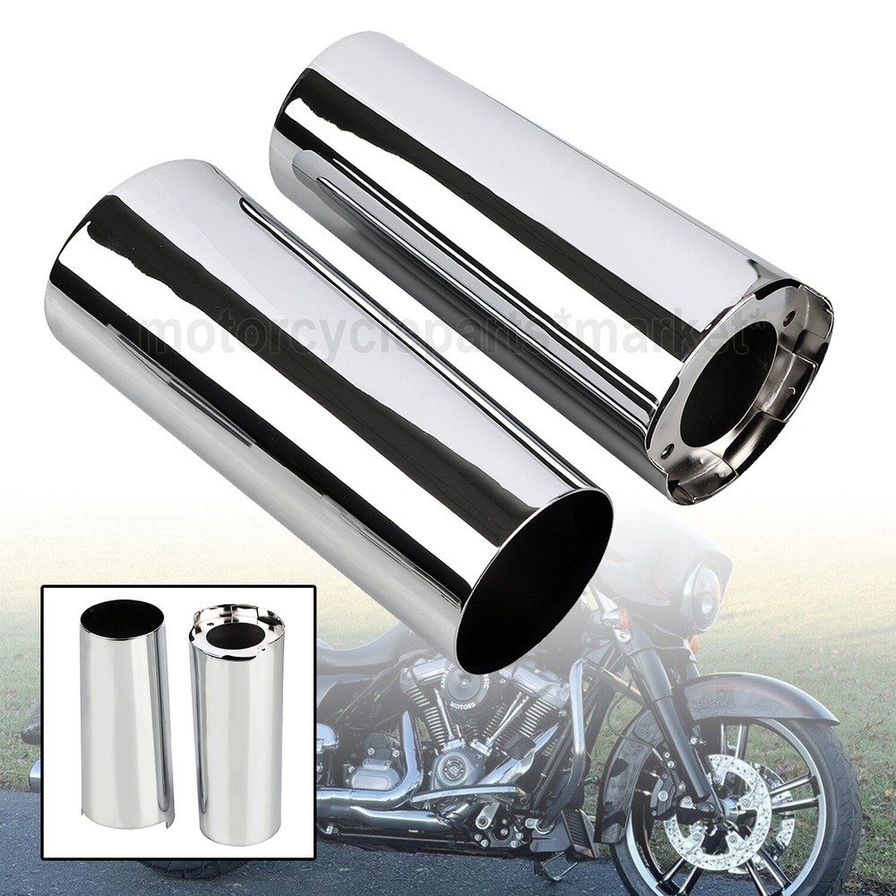 +2" Chrome Smooth Fork Slider Covers Boots For Harley Electra Tri Glide FLHTCUTG