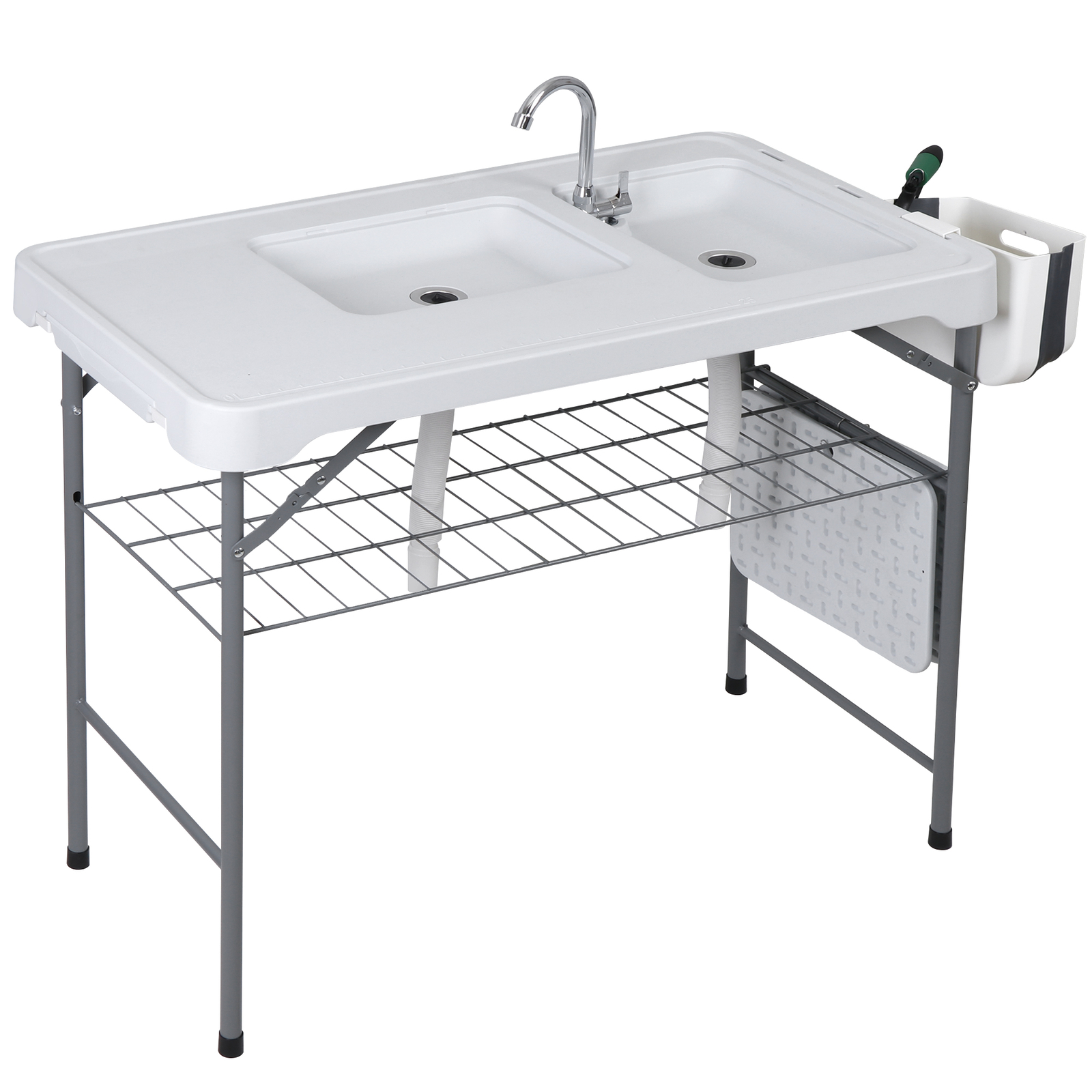 Fish Cleaning Table with Sink 42.6" Width Portable Folding Camping Table Patio