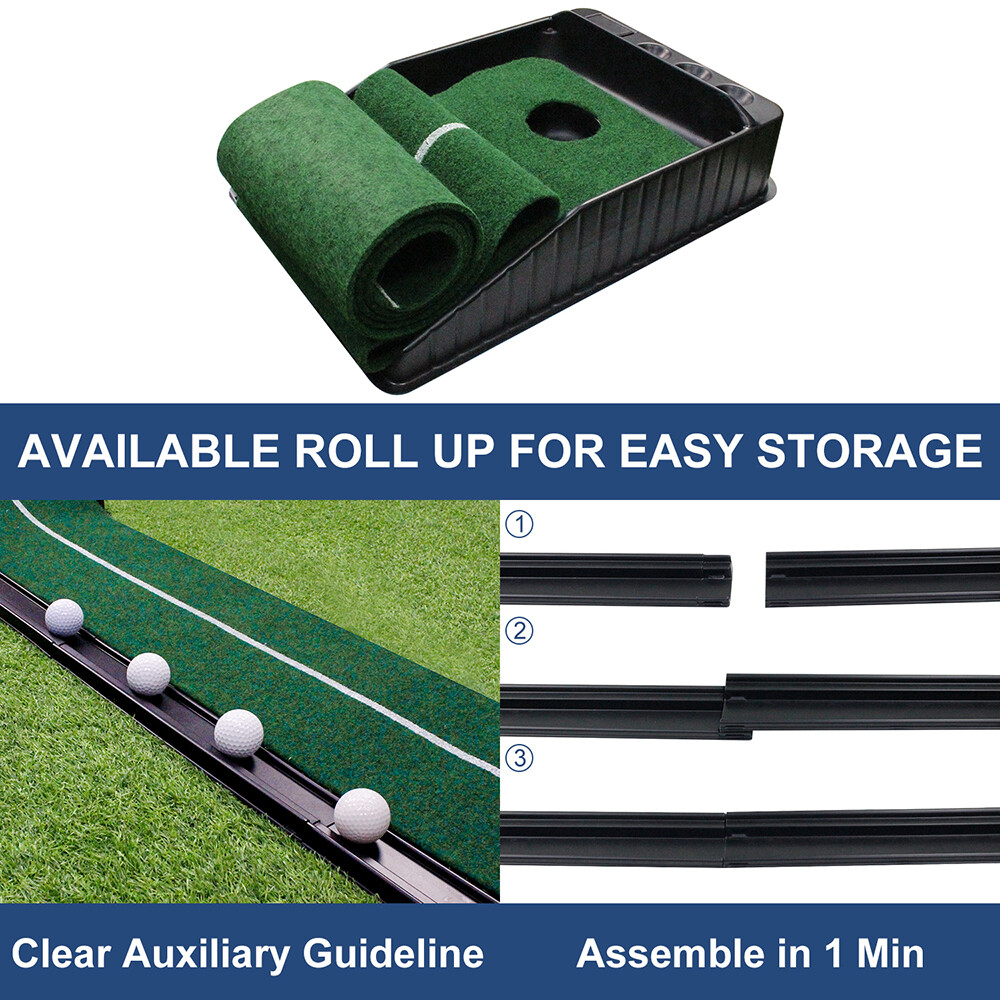 Golf Putting Matt with Ball Return Portbale Indoor Putting Green Trainning Aids
