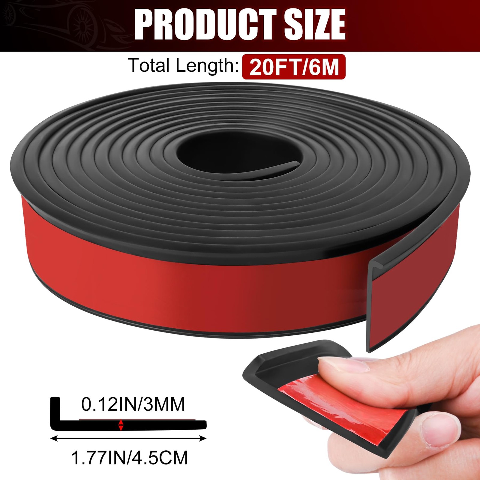 20FT Car Wheel Arch Trim Rubber Fender Flares Protector for SUVs & Trucks