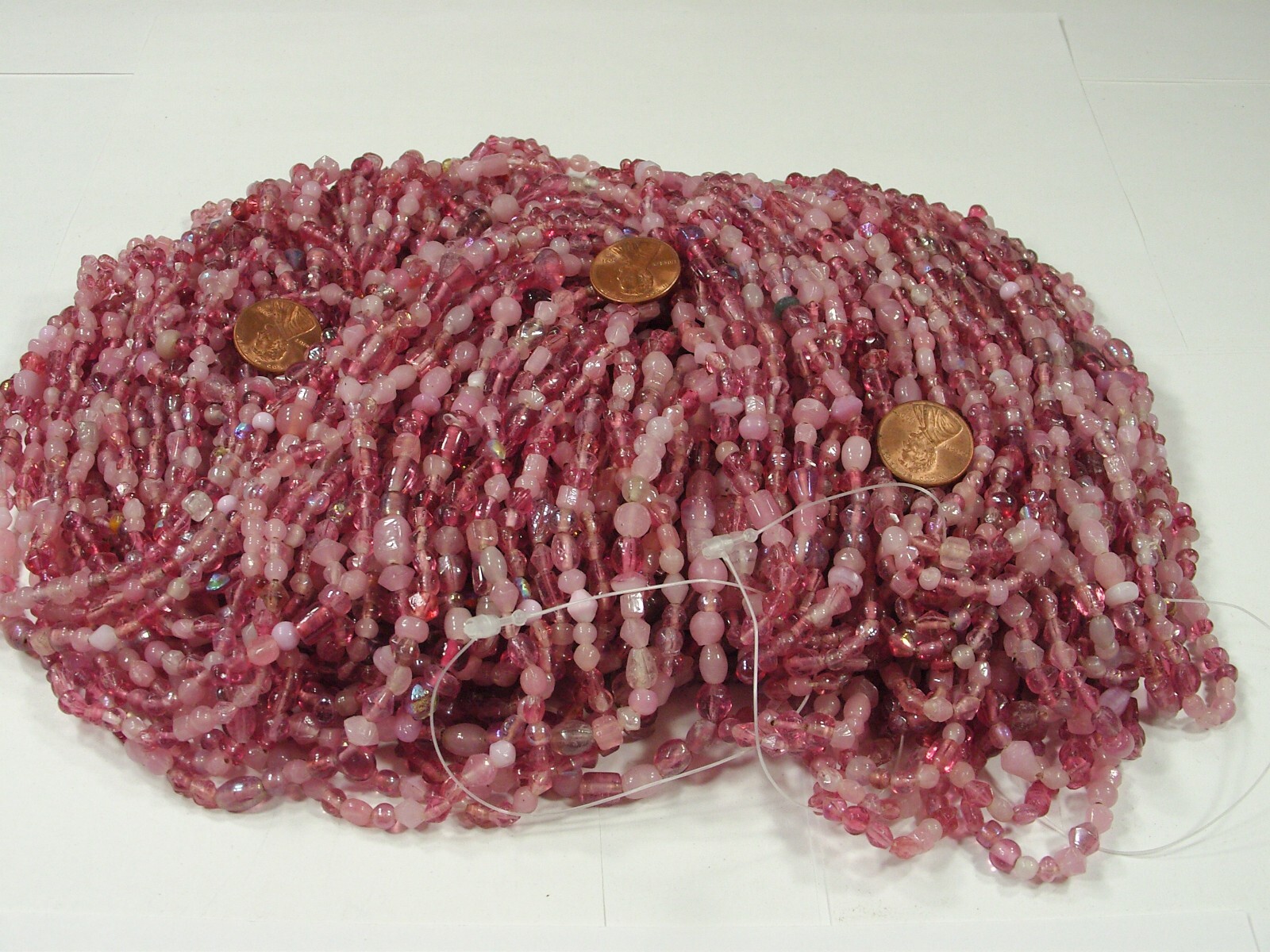 2 Pounds Pink Color India Handmade Glass Spacer Beads Bulk Lot (QKP-1)