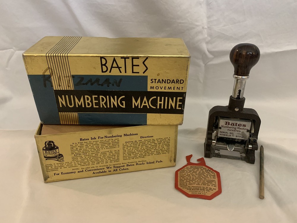 Vintage Bates Standard Movement Numbering Machine Consecutive Repeat Movement