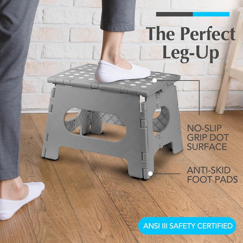Compact Folding Step Stool - Supports 300 lbs, Ideal for Kitchen and Bathroom