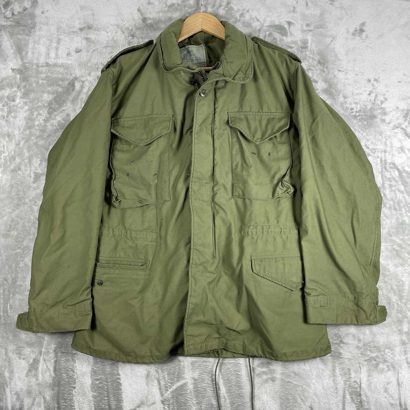 VTG 80s Coat Cold Weather Field OG107 US Military Issue Jacket Mens Medium