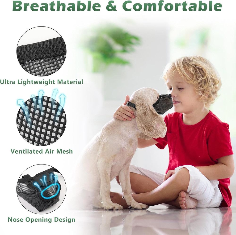 Dog Muzzle for Small Medium Large Sized Dogs, Adjustable Basket Muzzle for Dogs
