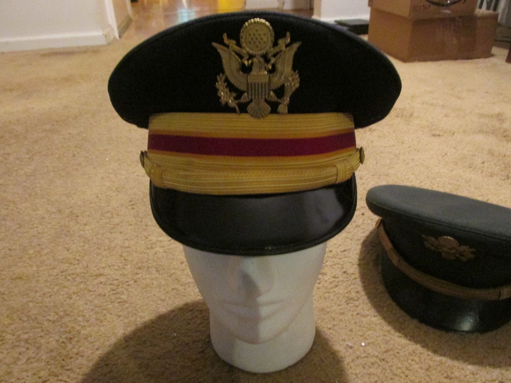 Pair WW2 US army officers visor caps