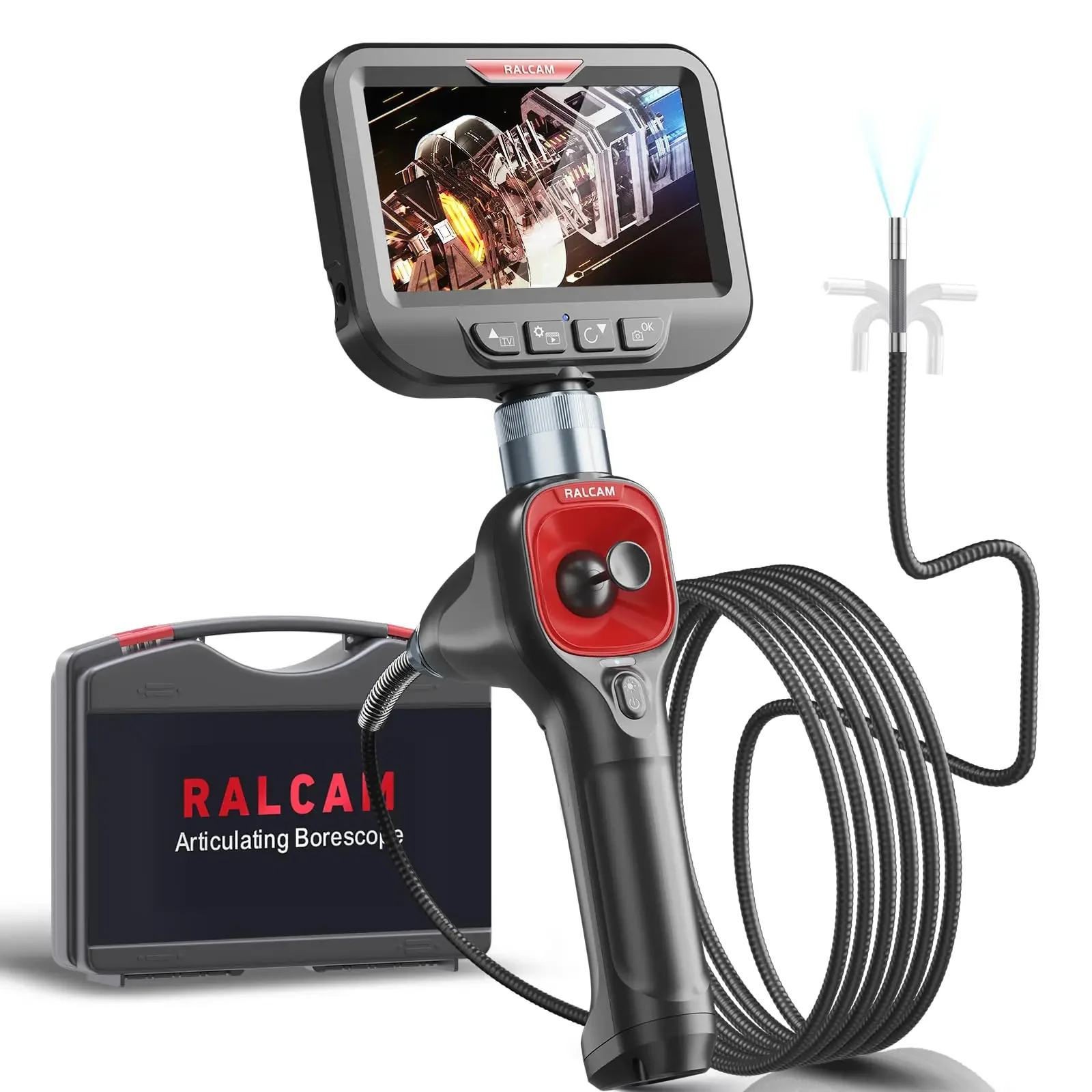 Ralcam 4-Way 360° Articulating Borescope Industrial Endoscope Inspection Camera