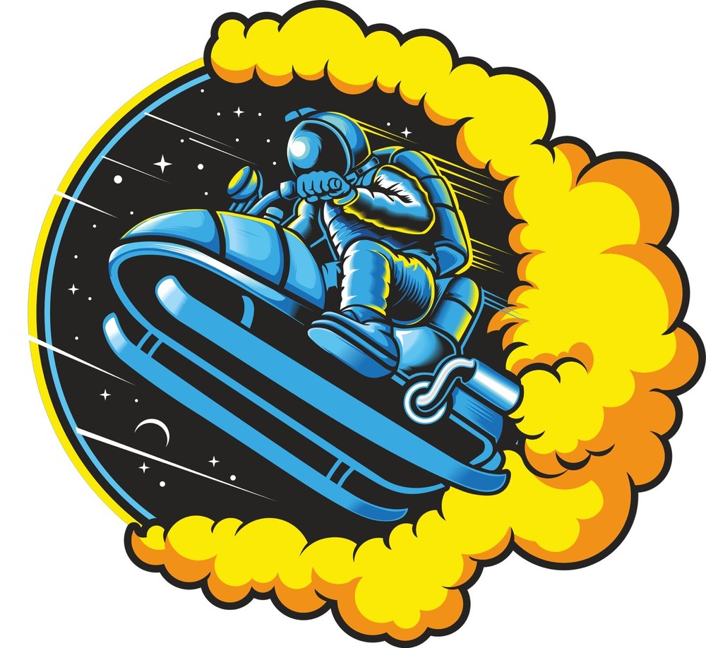 3” Astronaut Sticker Snow Mobile Planets Drawing Spacesuit Helmet