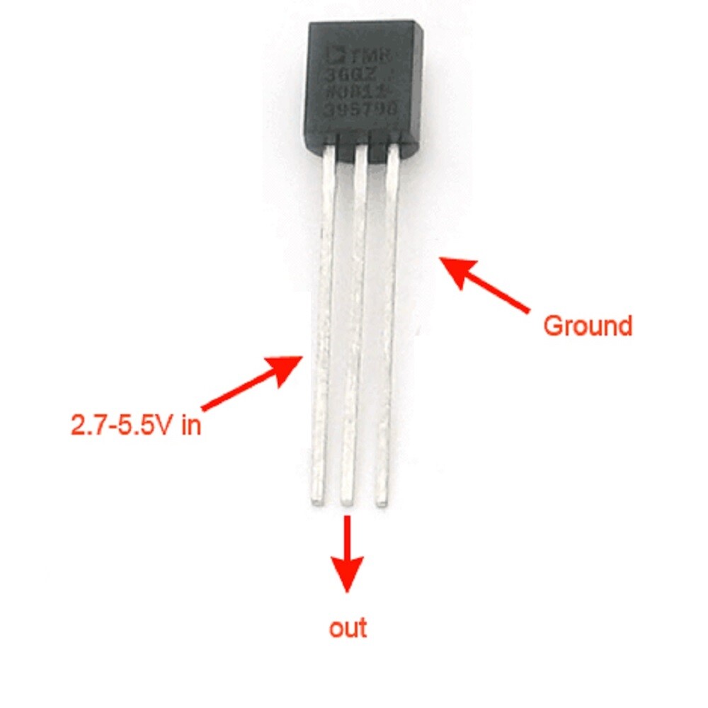 TMP36 TMP36GT9Z Temperature Sensor TO-92 IC Arduino Raspberry Pi Supply 2.7-5.5V