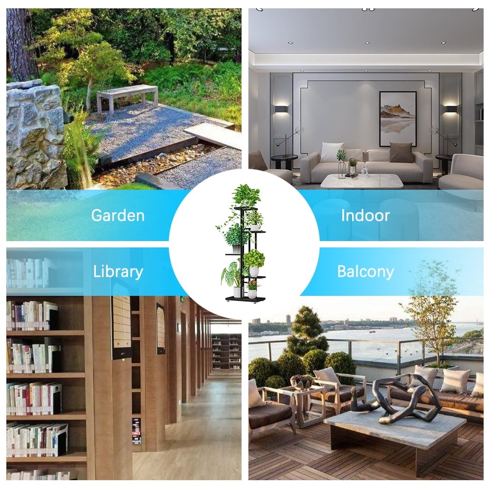 5-Shelf Plant Stand, Flower Stand Plant Display for Indoors and Outdoors, Metal