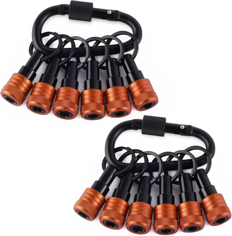 Bit Holder Key Chain 12 Pcs Set, 1/4 Inch Socket Hex Shank Bit Holders Keychain