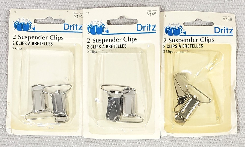 3 Pkgs. 6 SUSPENDER CLIPS 1" Dritz Hardware NEW in Pkg. #10