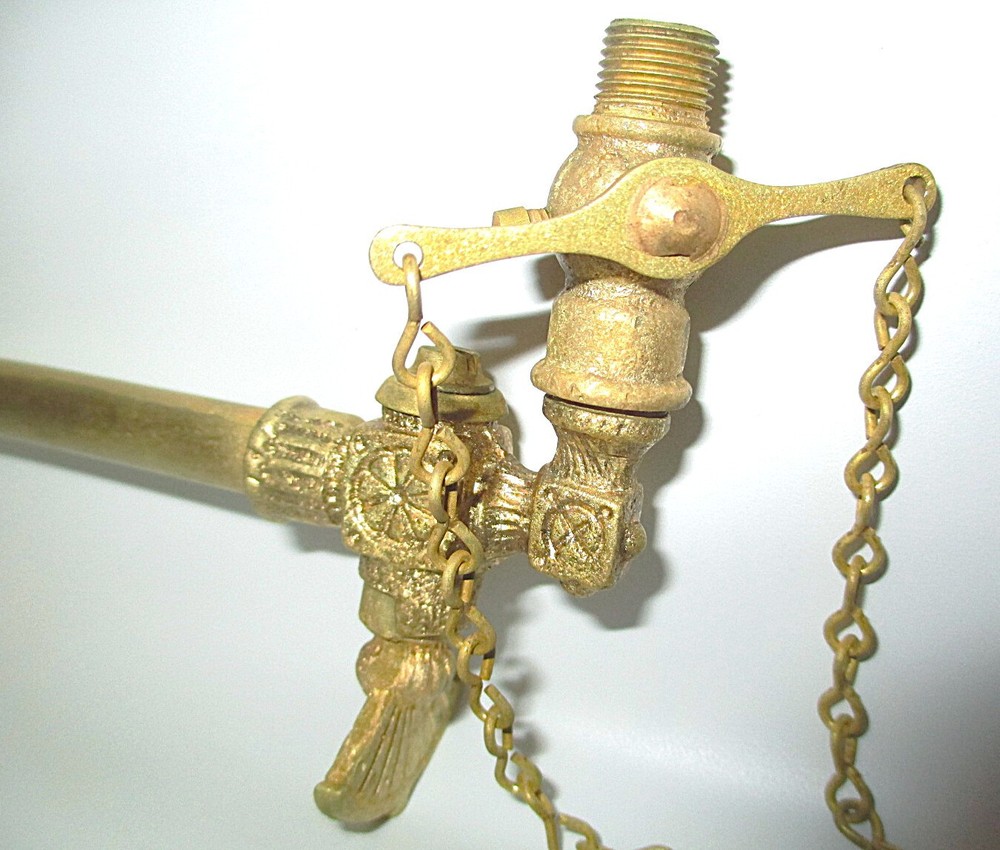 Antique Solid Brass Gas Light Sconce Arm with Valve