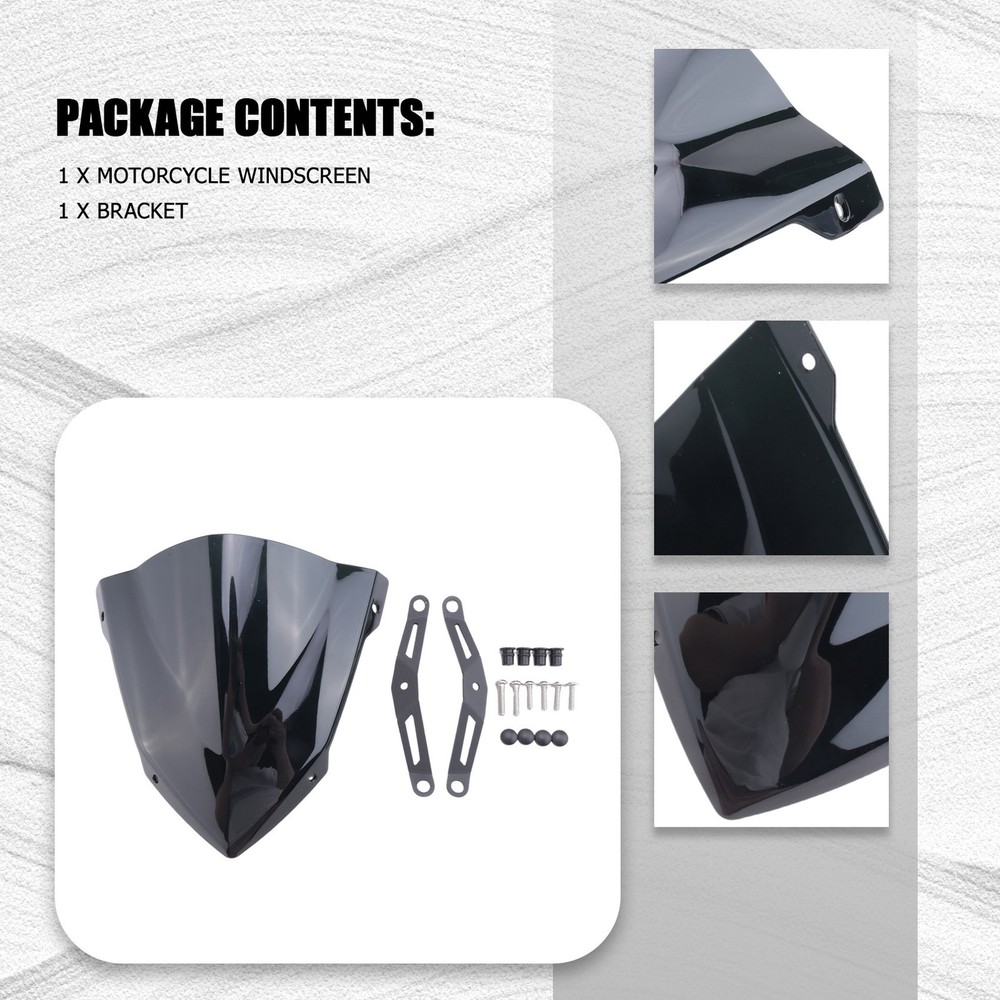 Motorcycle Wind Shield Wind Guard Screen Deflector with Bracket fo6344