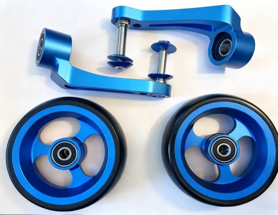 Pair (2) Single Sided Forks with 5/16' Axles & (2) 4" Caster Wheels