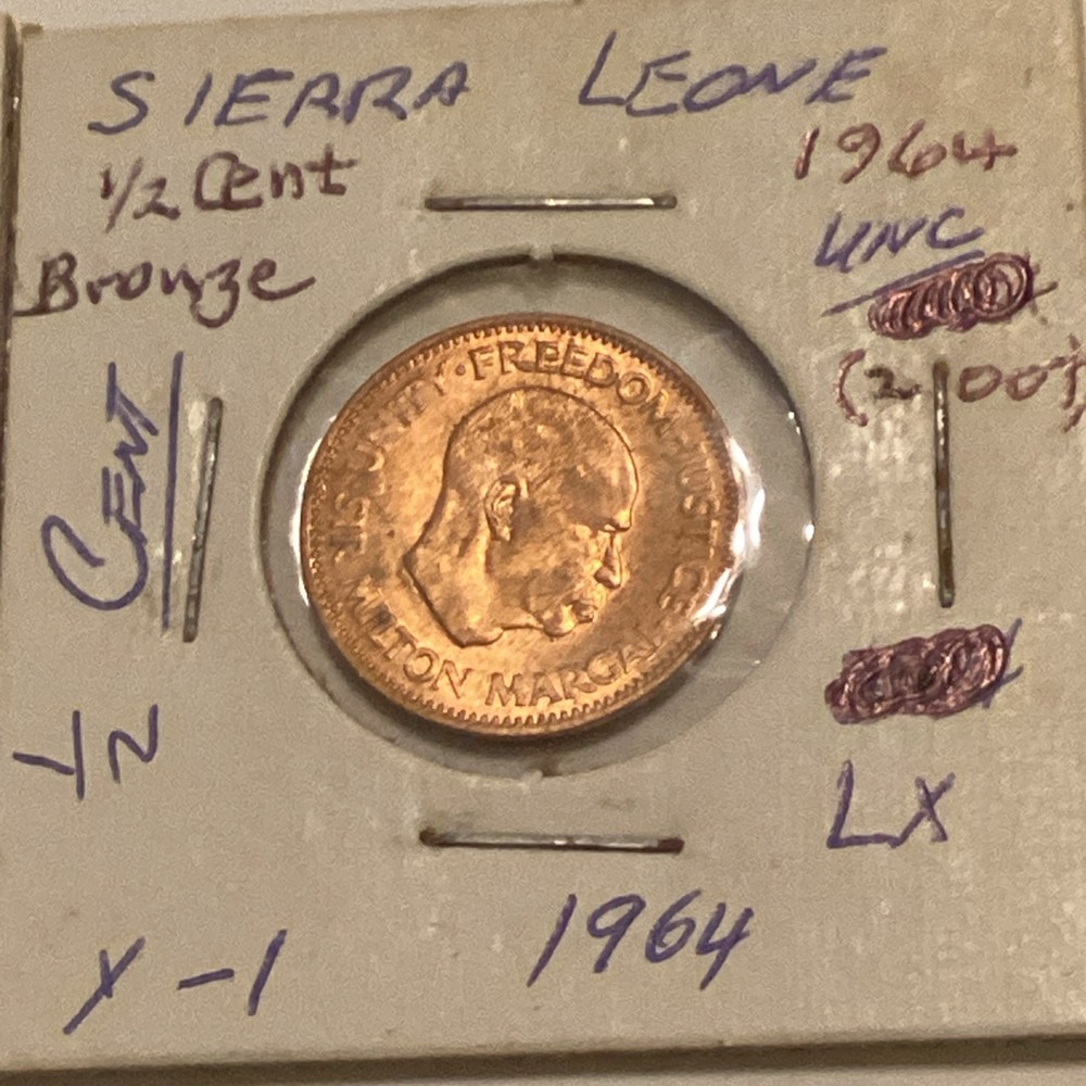 1964 Sierra Leone Cent and Half Cent 2 coins