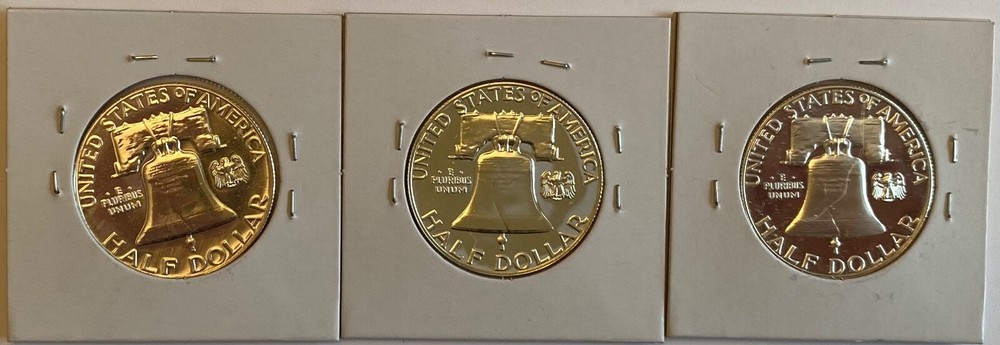 3 Proof Franklin Half Dollars-