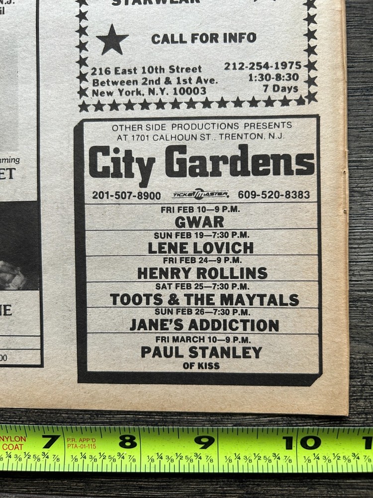 KISS Concert Ad Advert PAUL STANLEY Solo Tour City Gardens NJ Vintage Kiss A